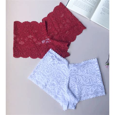 Kit 5 Calcinhas Caleçon Lingerie Tanga Shortinho Renda Feminino Calesson Sexy Lingerie Shopee