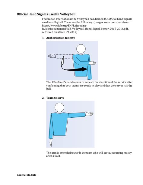 W6 Module Offical Hand Signals In Volleyball Course Module Official