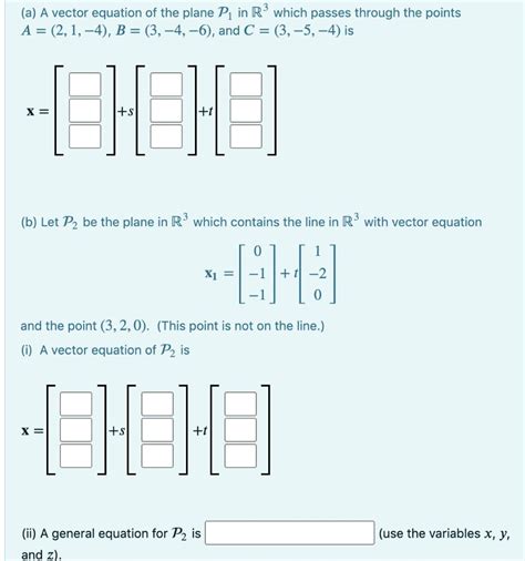 Solved A A Vector Equation Of The Plane P In R3 Which Chegg