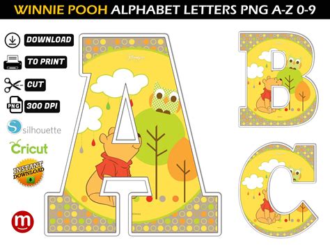 Winnie The Pooh Alphabet Letters Png Mr Alphabets