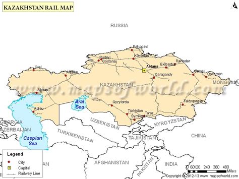 Kazakhstan Rail Map, Railway Map of Kazakhstan