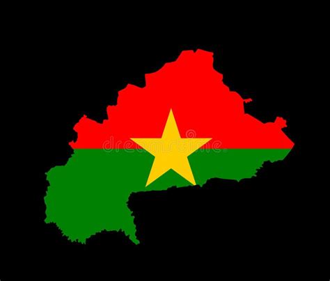 Burkina Faso Vector Map Flag Silhouette Illustration Isolated On Black