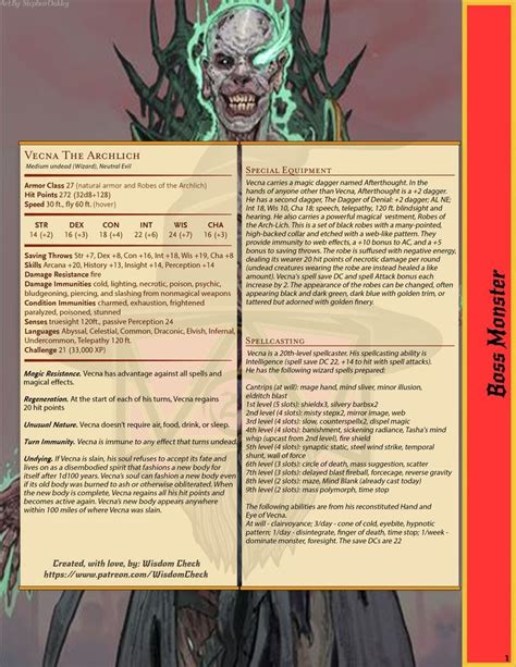 Boss Monster Vecna The Archlich Wisdom Check Dungeons And Dragons