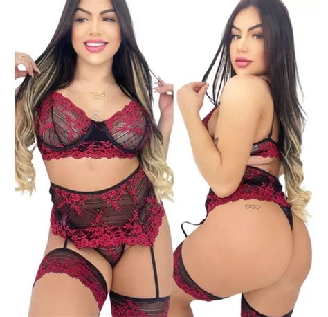 Lingerie Luxo Sexy Renda Cinta Liga Fio Dental Frete Gr Tis