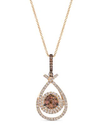 Le Vian Chocolate Diamond 1 2 Ct T W Nude Diamond 3 4 Ct T W 18 Pendant Necklace In