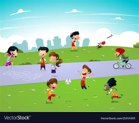 Children playing outside Royalty Free Vector Image