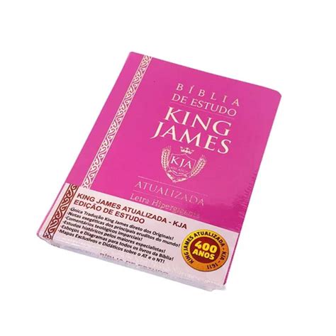 Bíblia De Estudo King James 1611 Rosa Luxo Coverbook Letra Hiper