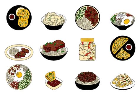 Premium Vector Korean Traditional Food Vector Big Set