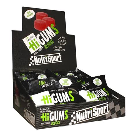 Gominolas NutriSport HiGums Blocks sin cafeína sabor frutos rojos 20