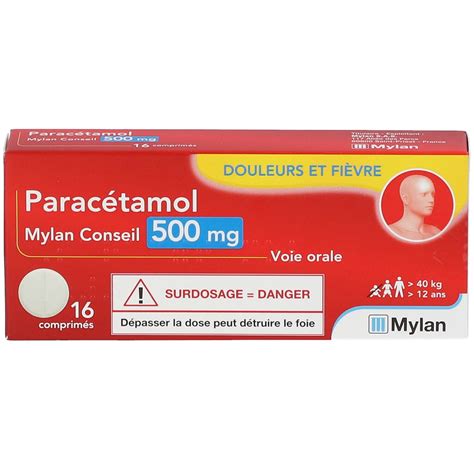 Paracétamol Mylan Conseil 500 mg 16 pc s Redcare Pharmacie