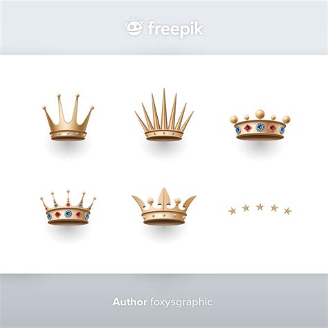 Premium Vector Set Of Royal Gold Crown And Five Stars Icons Gold