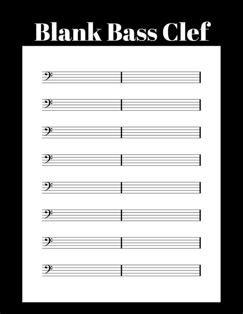 Printable Bass Clef Sheet Music Blank Staff Paper Blank Sheet Music Etsy