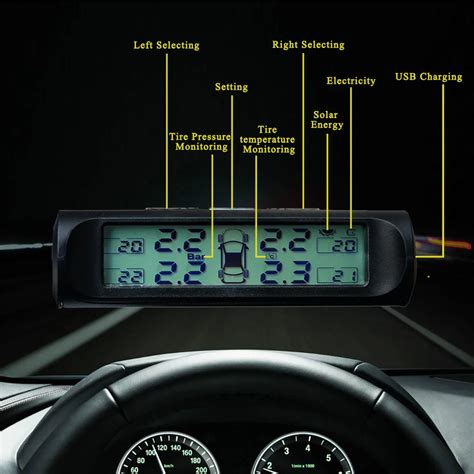 Usb 또는 태양열 충전 자동차 Tpms 타이어 압력 모니터링 시스템 Hd 디지털 Lcd 디스플레이 자동 알람 도구 무선 4