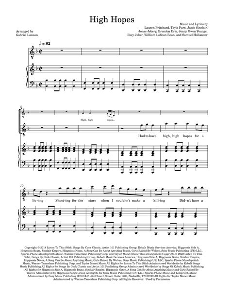 High Hopes Arr Gabriel Lawson Sheet Music Panic At The Disco Piano And Vocal