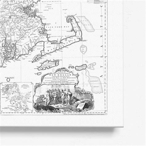 Vintage New England Map East Coast Map Massachusetts New Etsy