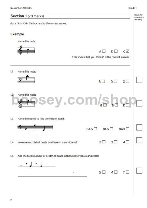 Music Theory Past Papers 2013 Grade 1 Trinity College London