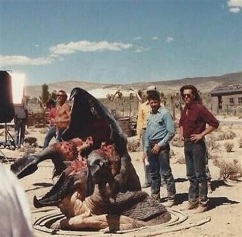 Behind the scenes shot of "Tremors", 1990. Kevin Bacon and Fred Ward ...