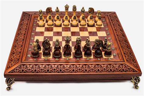 Luxury Chess Set Carved Handmade Chess Board With Bronze Etsy