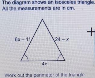 Solved The Diagram Shows An Isosceles Triangle All The Measurements