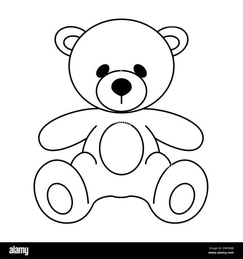 teddy bear, black and white vector cartoon illustration Stock Vector ...