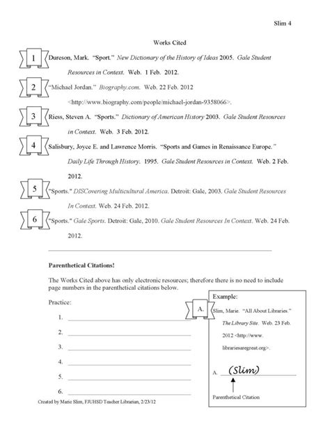 14 Bibliography Practice Worksheet