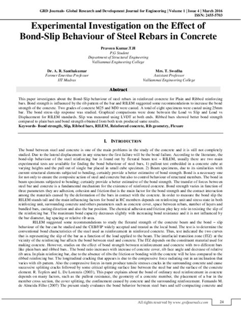 Pdf Experimental Investigation On The Effect Of Bond Slip Behaviour