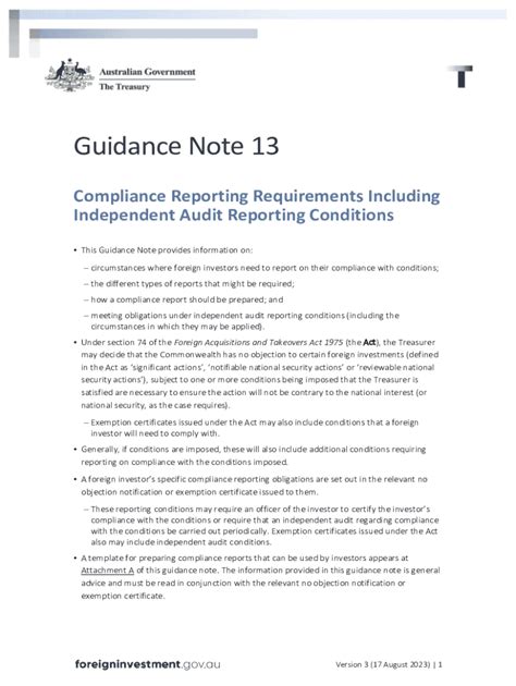 Fillable Online Guidance Note 13 Compliance Reporting Requirements