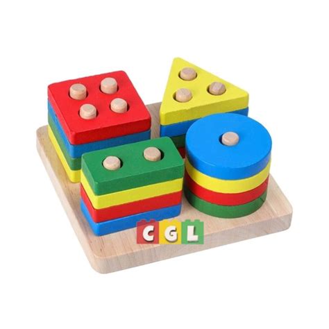 Jual Mainan Edukasi Montessori Kayu Basic Shape Geometri Puzle Susun Anak Shopee Indonesia