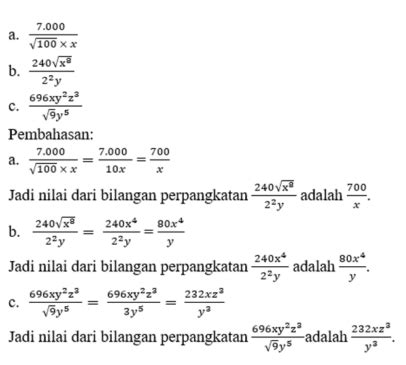 Soal Perpangkatan Dan Bentuk Akar Satu Trik