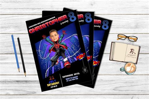 Custom Miles Morales Birthday Invitation Card Miles Morales Etsy