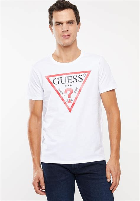 Triangle Short Sleeve Tee Clean White Guess T Shirts And Vests