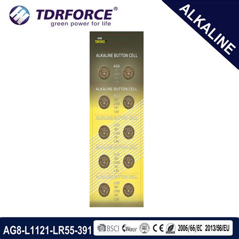 Hot Sale 1 5V 0 00 Mercury Free Alkaline Button Cell AG8 Lr1121