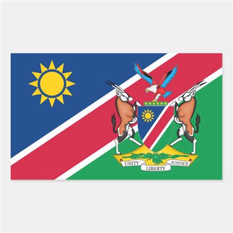 Namibian Flag & Coat of Arms, Flag of Namibia Rectangular Sticker | Zazzle