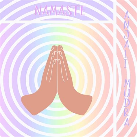 Premium Vector Namaste Hand Gesture On Rainbow Background Anjali