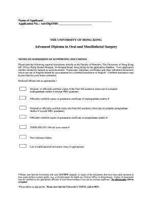 Fillable Online Aal Hku Advanced Diploma In Oral And Maxillofacial