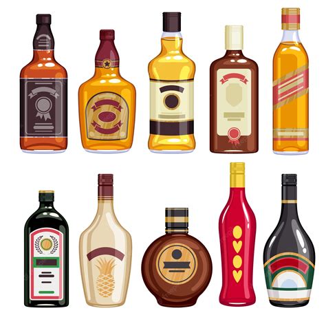 Premium Vector Whisky And Liquor Bottles Icons Set