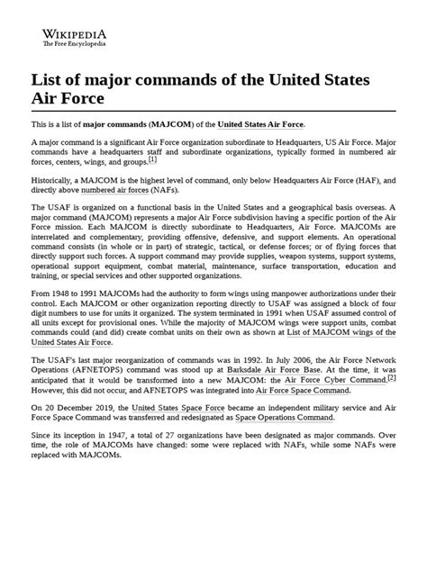 List of Major Commands of The United States Air Force | PDF | United ...