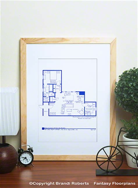 Set Of 4 Seinfeld Apartment Floorplans For Elaine George Jerry And