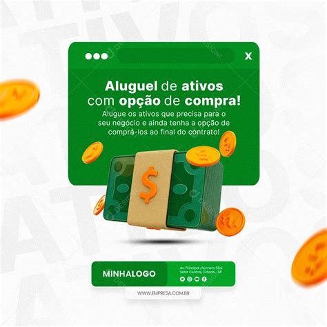 Aluguel De Ativos Com Opção De Compra Financiamento Social Media Psd