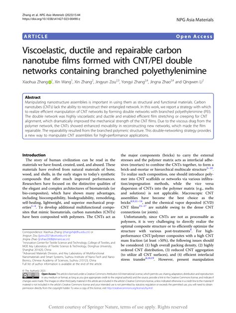 PDF Viscoelastic Ductile And Repairable Carbon Nanotube Films Formed