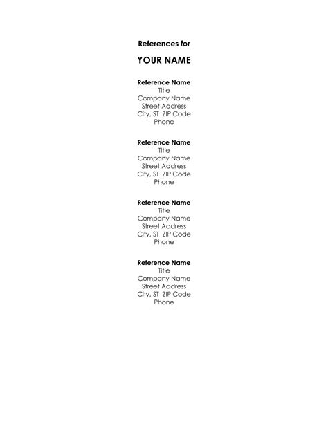 Reference List Template Free