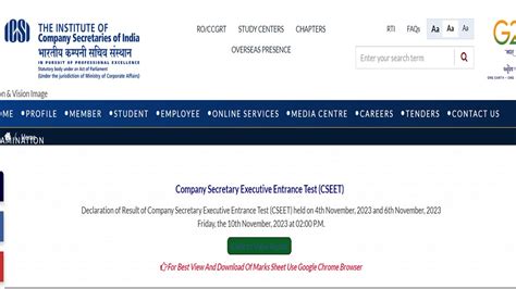 Icsi Cseet Result November Released At Icsi Edu Get Direct Link