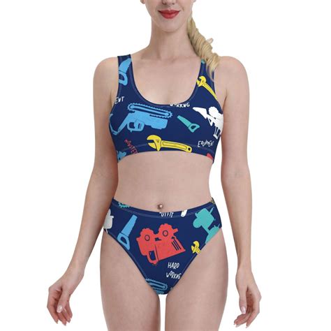 Daiia Colorful Excavator Women S Bikini Swimsuit Two Piece Swimsuit