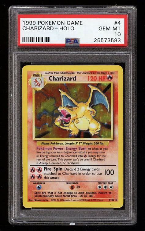 PSA 10 CHARIZARD 1999 Pokemon Base Unlimited 4 102 Holo Non Shadowless