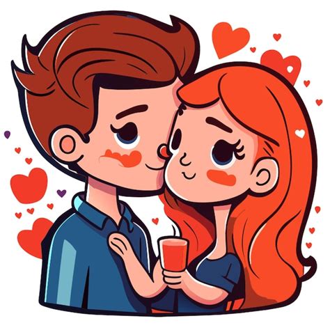 Divertida Pareja Besándose Ilustración Vectorial Vector Premium