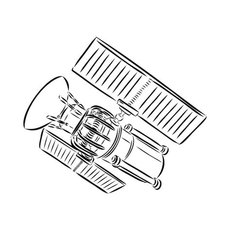 Satélite con antena parabólica doodle estilo vector de satélite