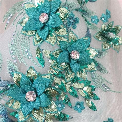 Colors Delicate D Rhinestone Beaded Flower Lace Applique Etsy