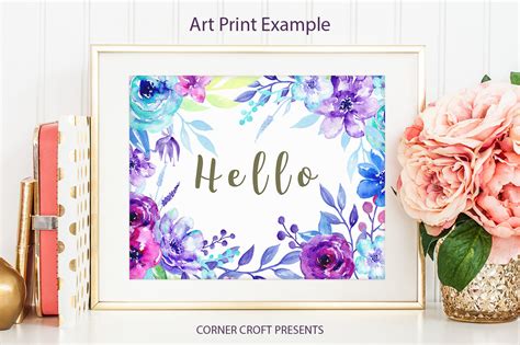 Watercolor Floral Frames By Cornercroft Thehungryjpeg