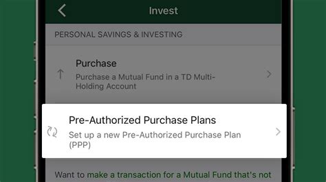 Setup A Pre Authorized Purchase Plan TD Canada Trust