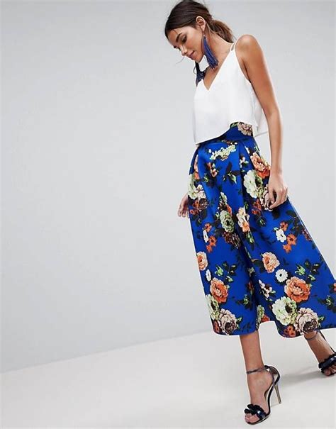 Asos High Waisted Scuba Midaxi Skirt In Floral Print Scuba Midi Skirt